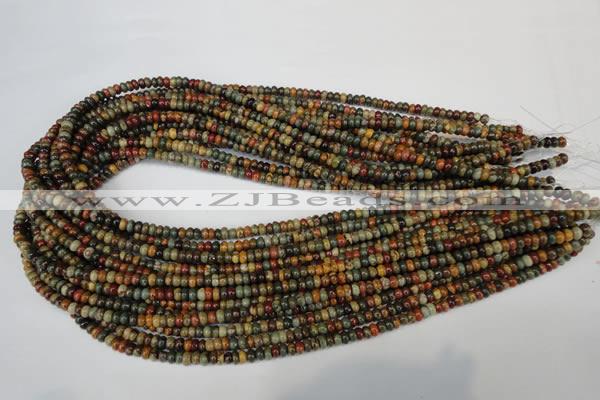 CPJ68 15.5 inches 2*4mm rondelle picasso jasper gemstone beads