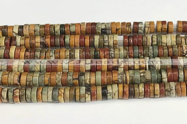 CPJ682 15.5 inches 3*8mm heishi picasso jasper beads wholesale