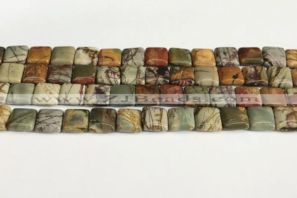 CPJ684 15.5 inches 8*8mm square picasso jasper beads wholesale