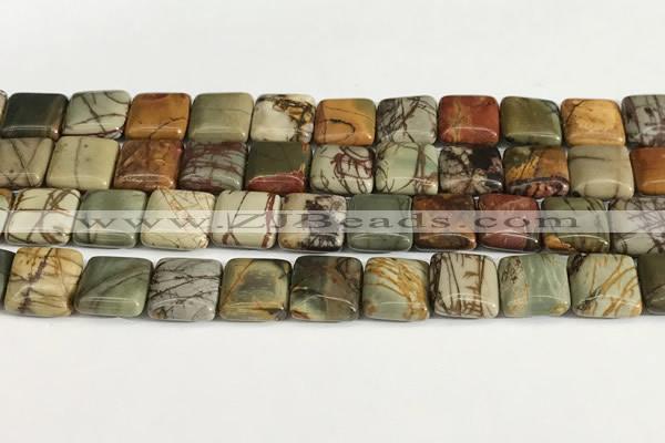CPJ686 15.5 inches 12*12mm square picasso jasper beads wholesale