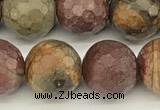 CPJ692 15 inches 10mm faceted round picasso jasper beads