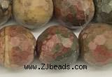 CPJ693 15 inches 12mm faceted round picasso jasper beads