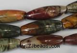 CPJ72 15.5 inches 10*30mm rice picasso jasper gemstone beads