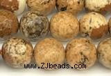 CPJ720 15 inches 6mm faceted round picture jasper beads