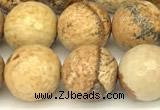 CPJ721 15 inches 8mm faceted round picture jasper beads