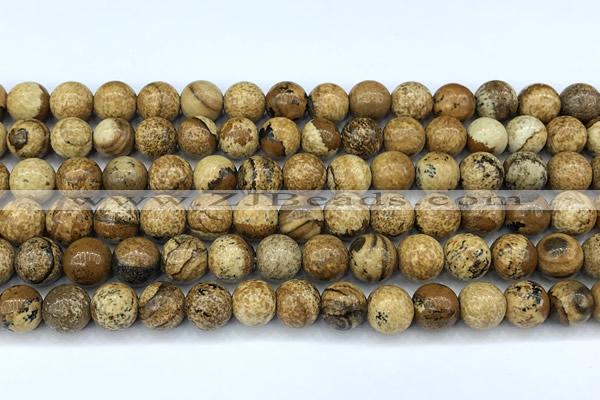 CPJ730 15 inches 8mm round picture jasper beads, 2mm hole