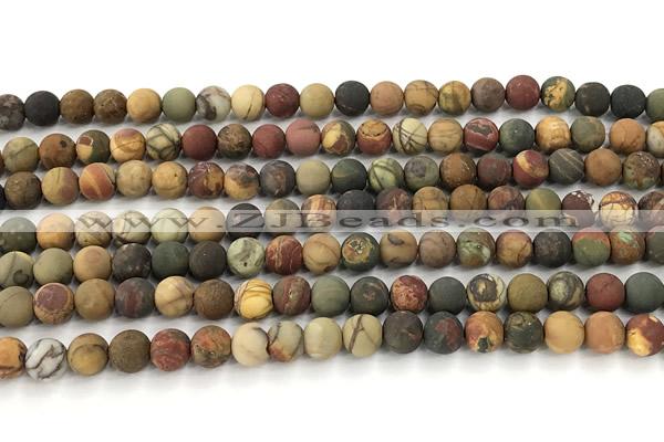 CPJ736 15 inches 6mm round matte picasso jasper beads