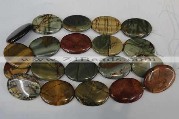 CPJ88 15.5 inches 30*40mm oval picasso jasper gemstone beads