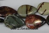 CPJ90 15.5 inches 18*25mm flat teardrop picasso jasper gemstone beads