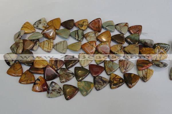 CPJ92 15.5 inches 20*20mm triangle picasso jasper gemstone beads