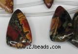 CPJ96 Top-drilled 15*25mm – 16*36mm flat teardrop picasso jasper beads