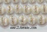 CPL01 15.5 inches 9*10mm nuggets pearl with rhinestone beads