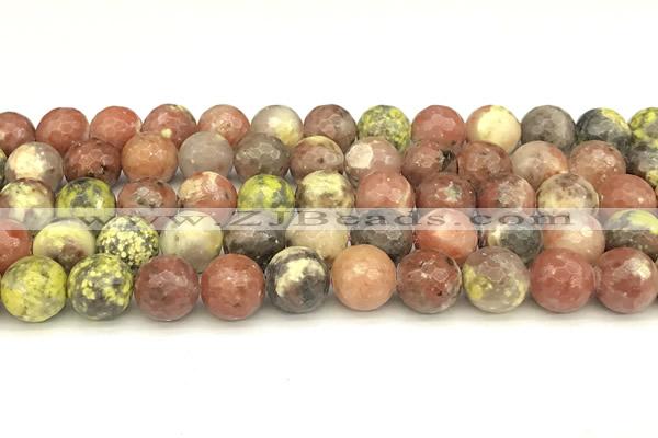 CPM15 15 inches 12mm faceted round red plum blossom jade beads