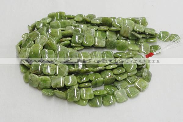 CPO08 15.5 inches 12*12mm square olivine gemstone beads wholesale