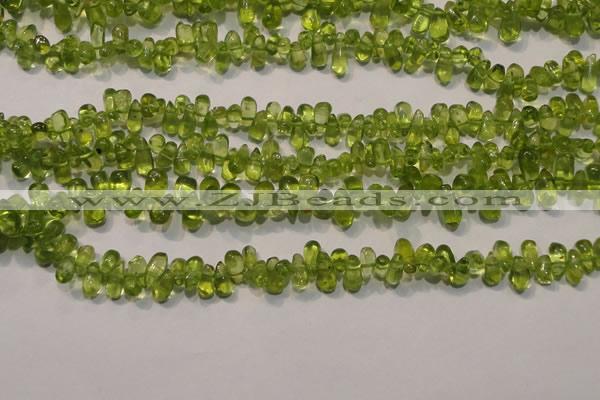 CPO115 Top-drilled 3*7mm teardrop natural peridot beads wholesale