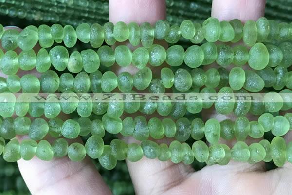 CPO120 15.5 inches 3*6mm nuggets matte peridot gemstone beads