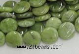 CPO16 15.5 inches 12mm flat round olivine gemstone beads wholesale