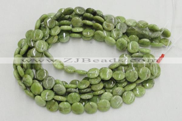 CPO17 15.5 inches 16mm flat round olivine gemstone beads wholesale