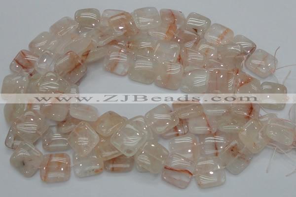 CPQ06 15.5 inches 20*20mm square natural pink quartz beads