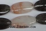 CPQ107 15*20mm oval natural pink crystal & smoky quartz beads