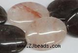 CPQ108 22*30mm oval natural pink crystal & smoky quartz beads