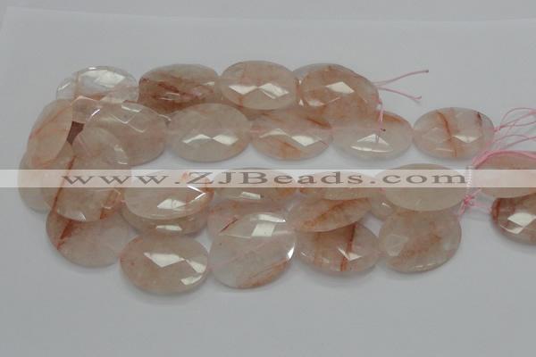 CPQ17 15.5 inches 30*40mm faceted oval natural pink quartz beads