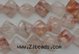 CPQ224 15.5 inches 10*10mm faceted diamond natural pink quartz beads