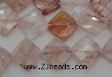 CPQ225 15.5 inches 12*12mm faceted diamond natural pink quartz beads