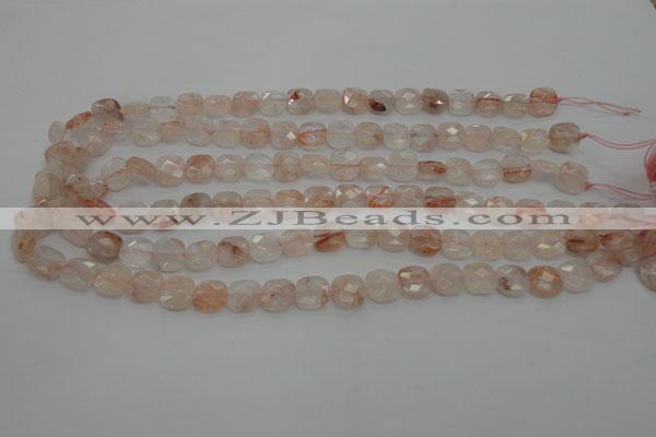 CPQ231 15.5 inches 10*10mm faceted square natural pink quartz beads