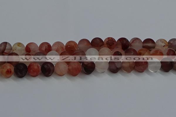 CPQ304 15.5 inches 12mm round matte pink quartz beads wholesale