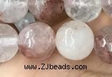 CPQ314 15.5 inches 12mm faceted round pink quartz beads wholesale