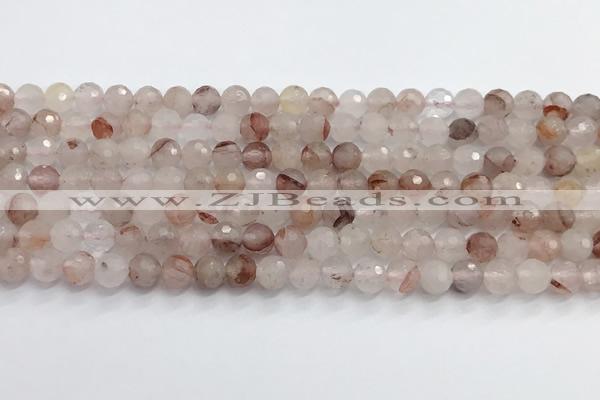 CPQ318 15.5 inches 6mm faceted round pink quartz beads