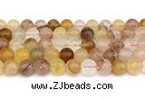 CPQ363 15.5 inches 10mm round pink & yellow quartz gemstone beads