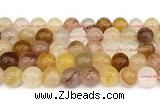 CPQ364 15.5 inches 12mm round pink & yellow quartz gemstone beads