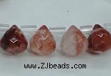 CPQ41 Top-drilled 7*7mm faceted teardrop natural pink quartz beads