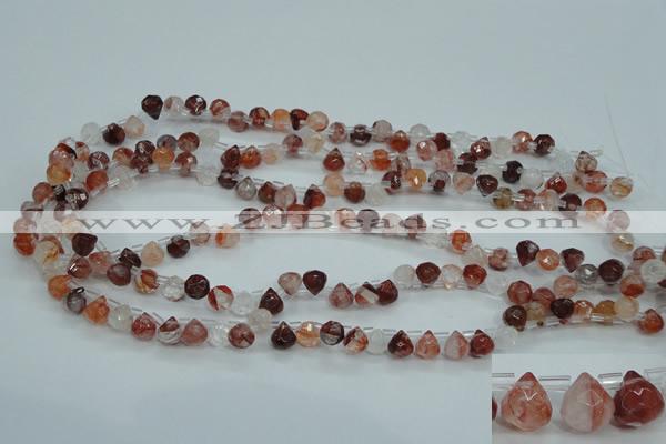 CPQ41 Top-drilled 7*7mm faceted teardrop natural pink quartz beads