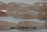CPQ78 15.5 inches 10*30mm faceted teardrop natural pink quartz beads