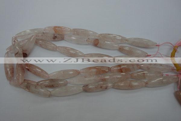 CPQ80 15.5 inches 10*35mm faceted rice natural pink quartz beads