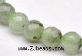 CPR06 A- grade 10mm faceted round natural prehnite stone beads