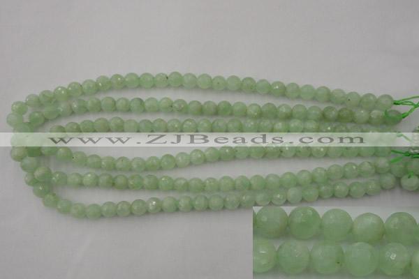 CPR111 15.5 inches 6mm faceted round natural prehnite beads wholesale