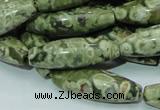 CPS12 15.5 inches 10*30mm rice green peacock stone beads wholesale