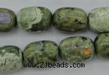 CPS127 15.5 inches 13*18mm drum green peacock stone beads