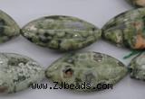 CPS140 15.5 inches 15*30mm marquise green peacock stone beads