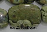 CPS144 15.5 inches 25*35mm rectangle green peacock stone beads