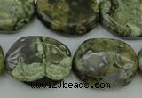 CPS149 15.5 inches 20*26mm freeform green peacock stone beads