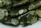 CPS27 15.5 inches 18*24mm rectangle green peacock stone beads