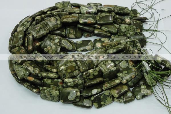 CPS27 15.5 inches 18*24mm rectangle green peacock stone beads