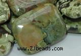 CPS29 15.5 inches 30*40mm rectangle green peacock stone beads