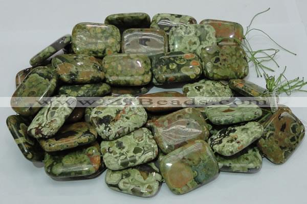 CPS29 15.5 inches 30*40mm rectangle green peacock stone beads