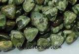 CPS30 15.5 inches 10*10mm triangle green peacock stone beads